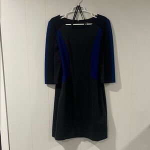 Tahari Black and Blue Long Sleeve Dress